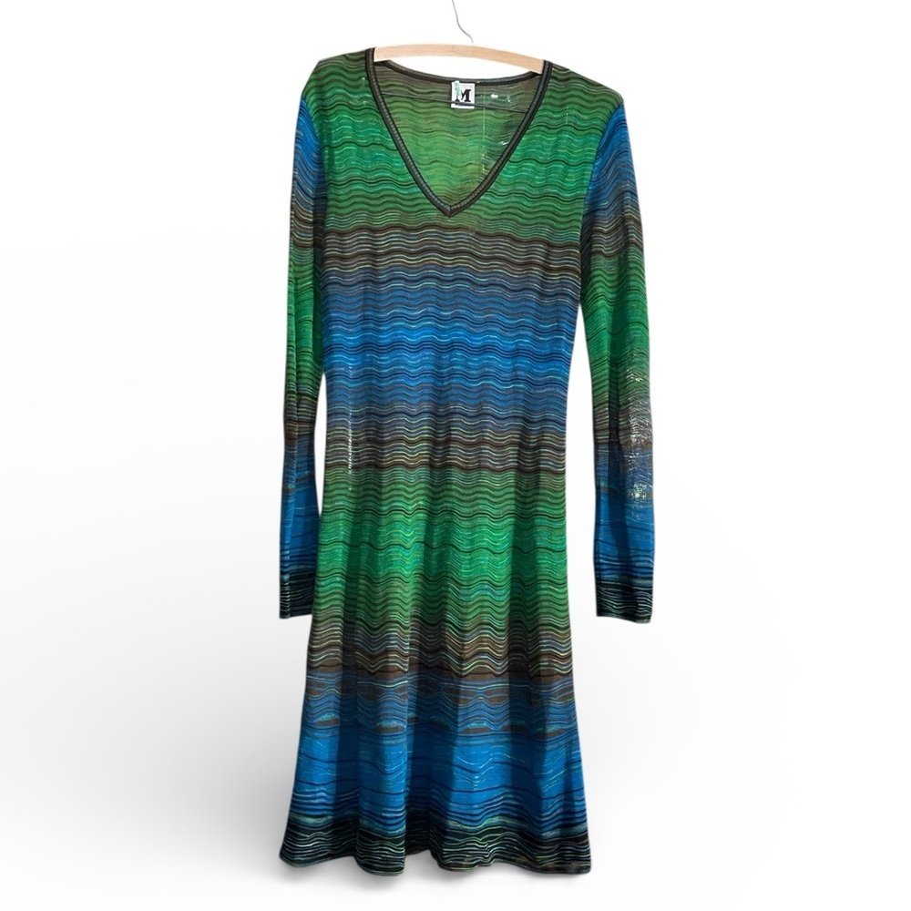 M by Missoni Wave Jacquard Knit Long Sleeve Dress, Built in Slip Size 8 (44)